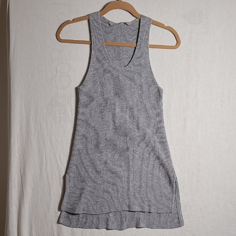 Athleta Gray Cotton Linen Ribbed Tank Top Size XS